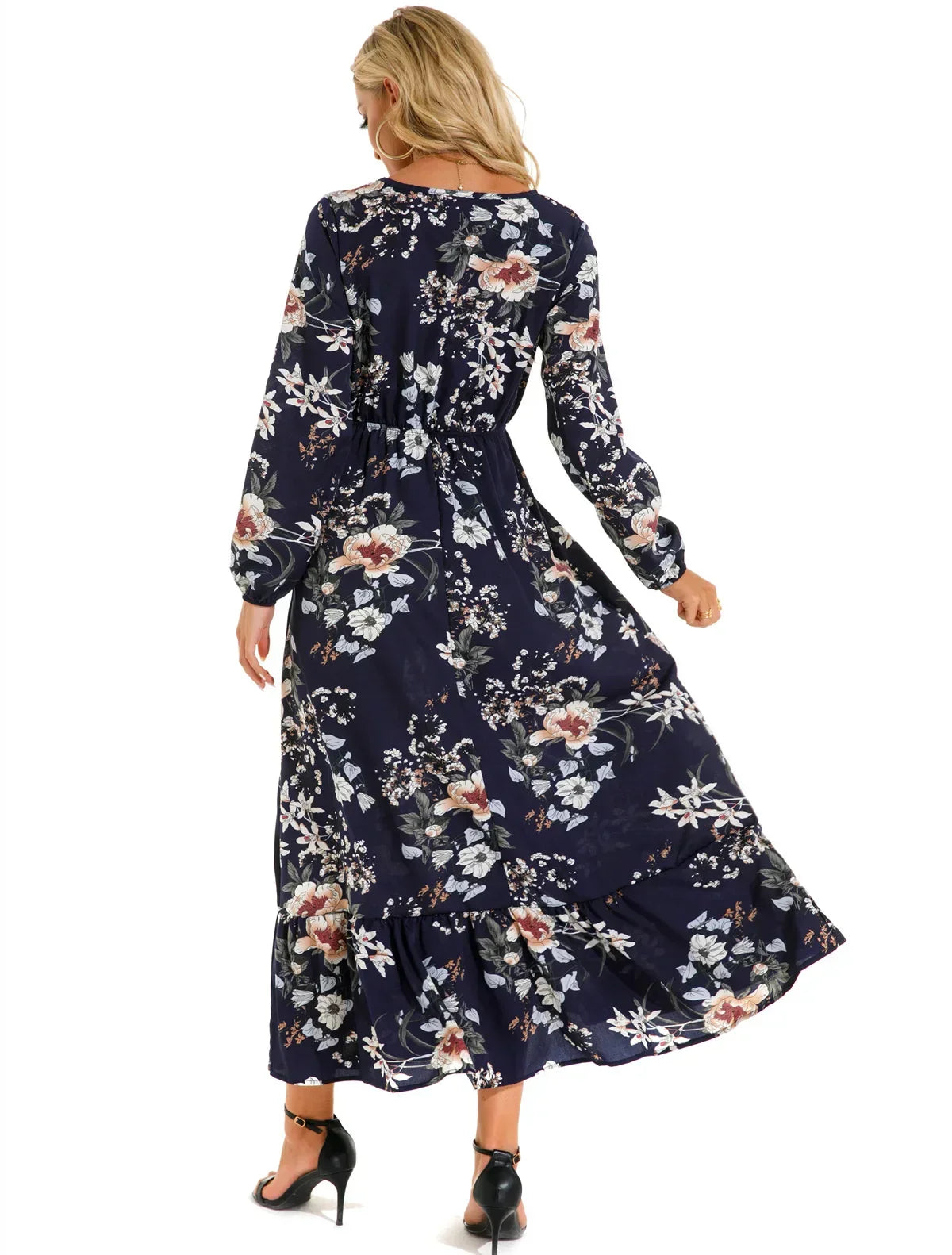 CD - Rochie florală cu o ținută elegantă în talie
