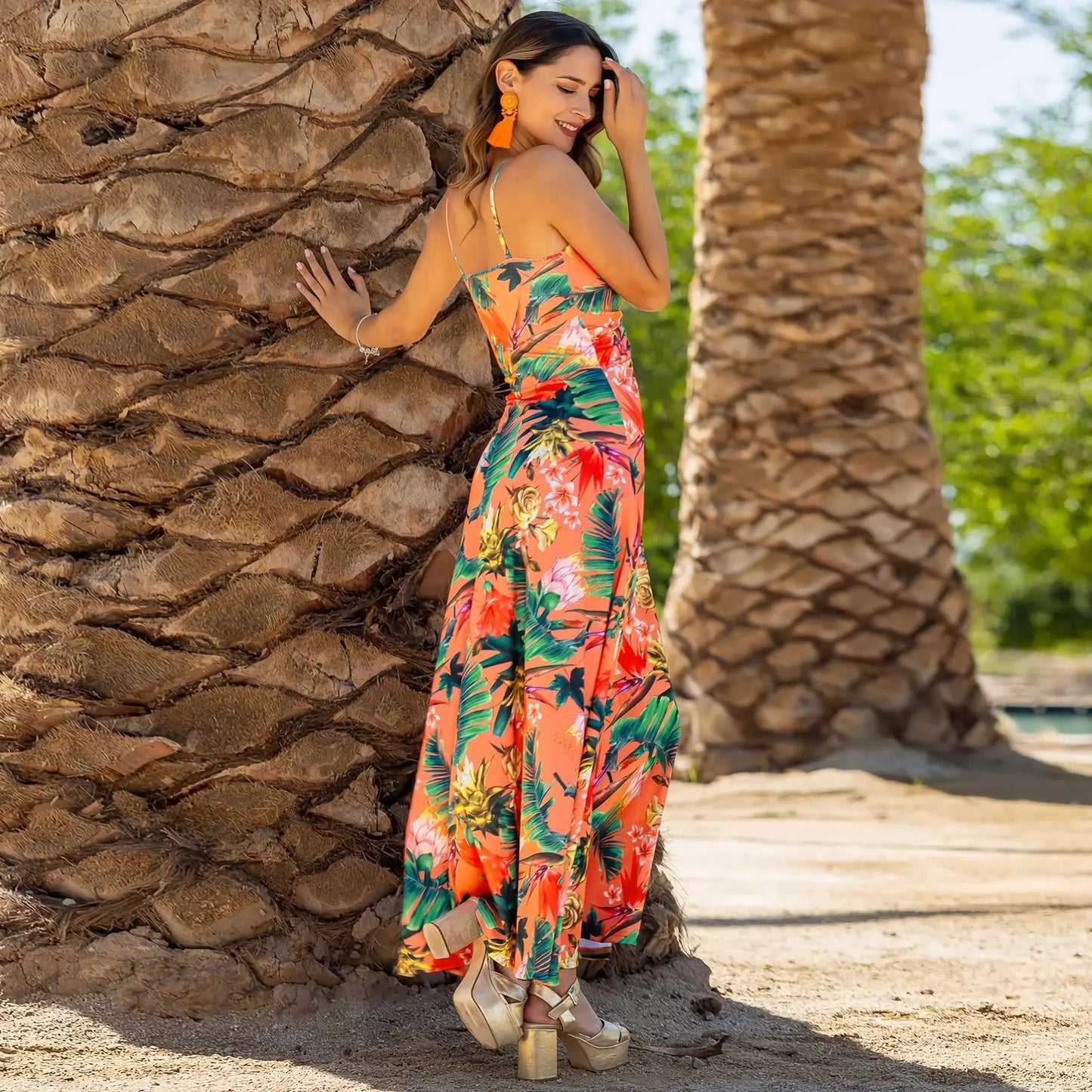CD - Rochie maxi boho chic fără umeri