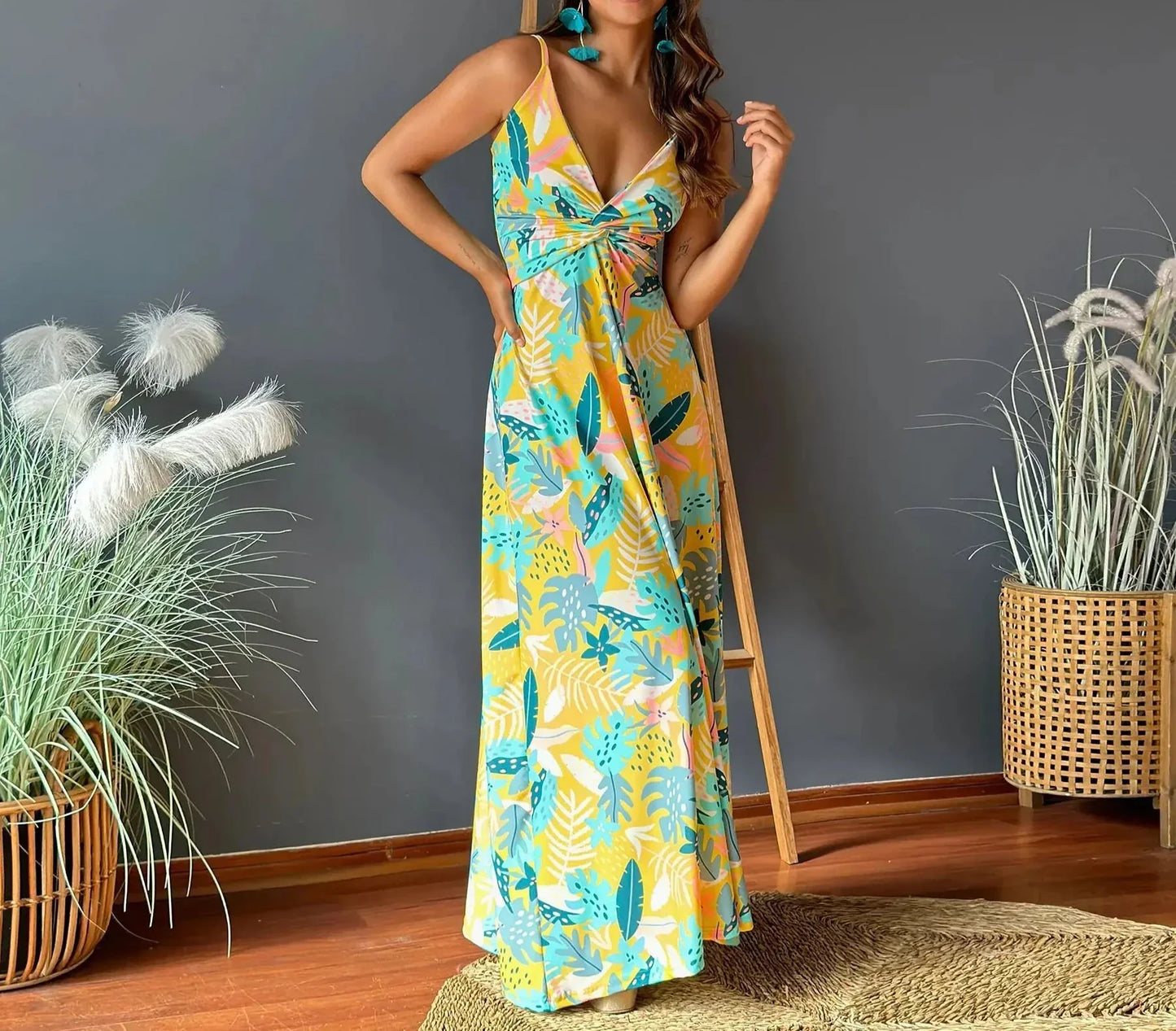 CD - Rochie maxi boho chic fără umeri
