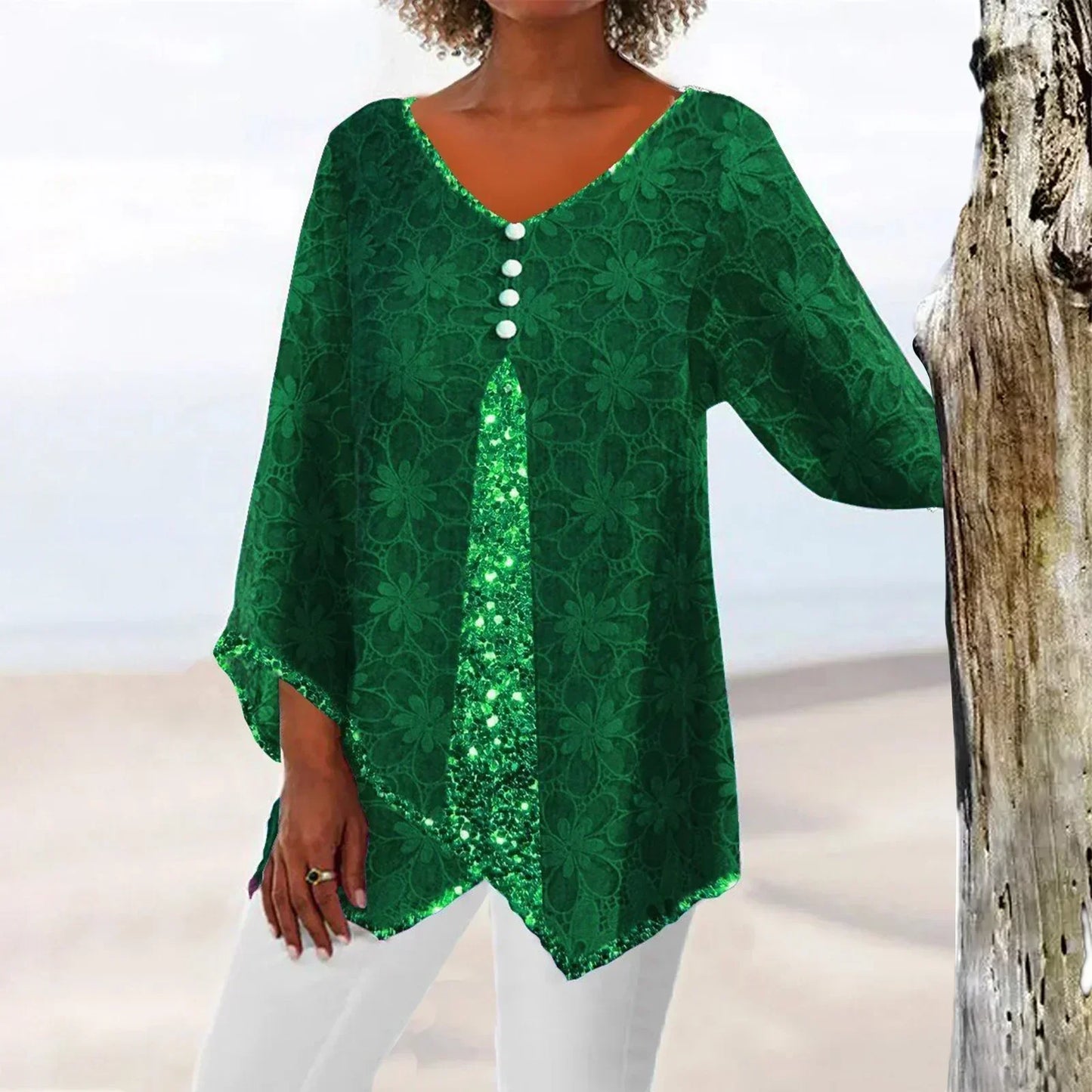 CD | Top vintage elegant supradimensionat cu imprimeu floral