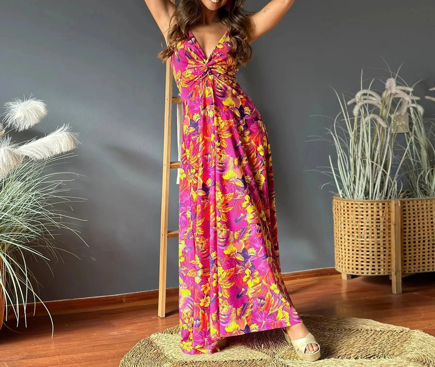 CD - Rochie maxi boho chic fără umeri