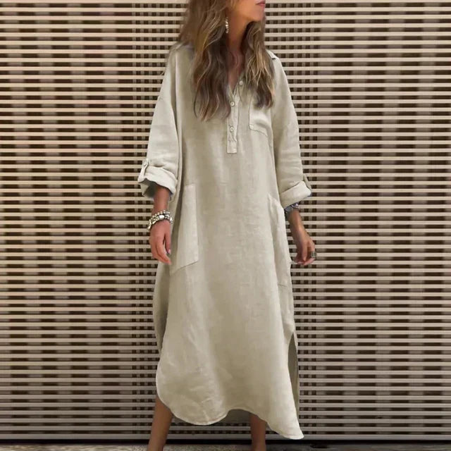 CD | Rochie maxi casual din amestec de bumbac