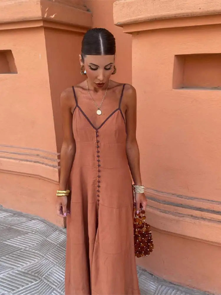 CD - Rochie lungă elegantă, slim-fit, cu bretele evazate pentru femei