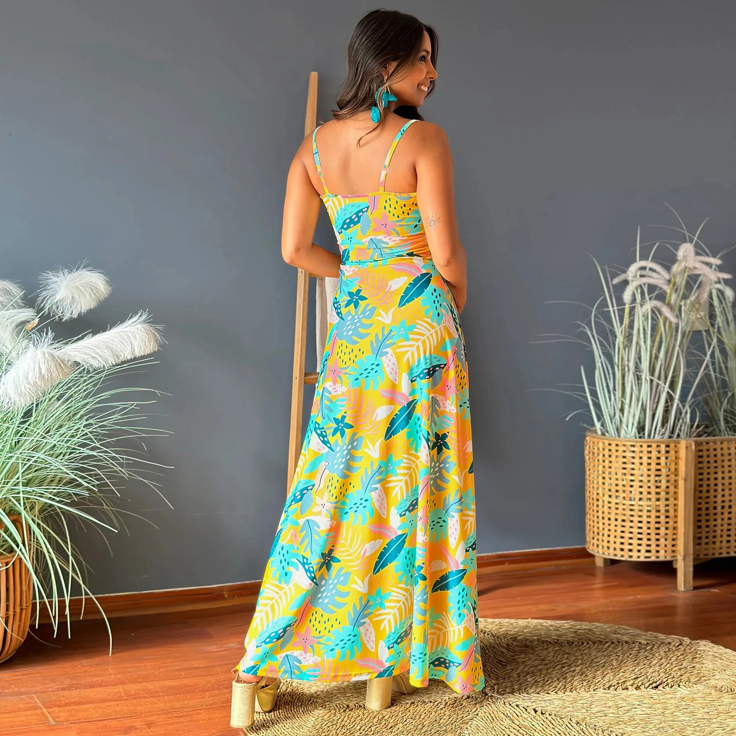 CD - Rochie maxi boho chic fără umeri