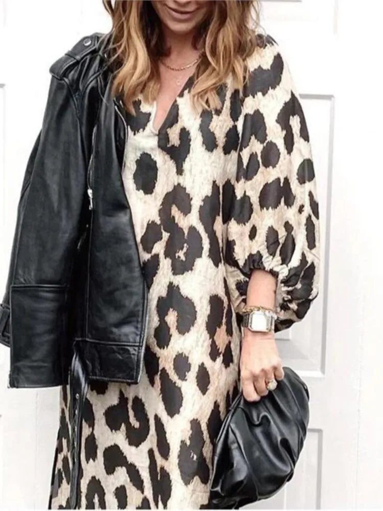 CD | Rochie midi Luxe cu imprimeu leopard