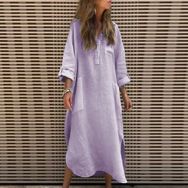 CD | Rochie maxi casual din amestec de bumbac
