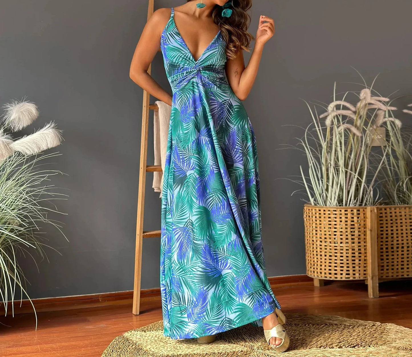 CD - Rochie maxi boho chic fără umeri