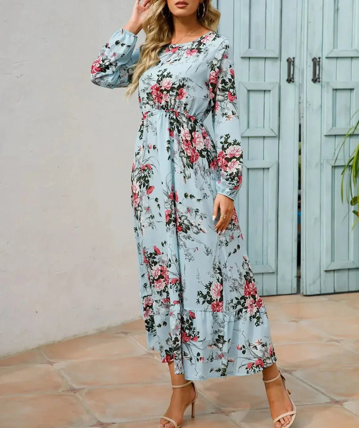 CD - Rochie florală cu talie accentuată