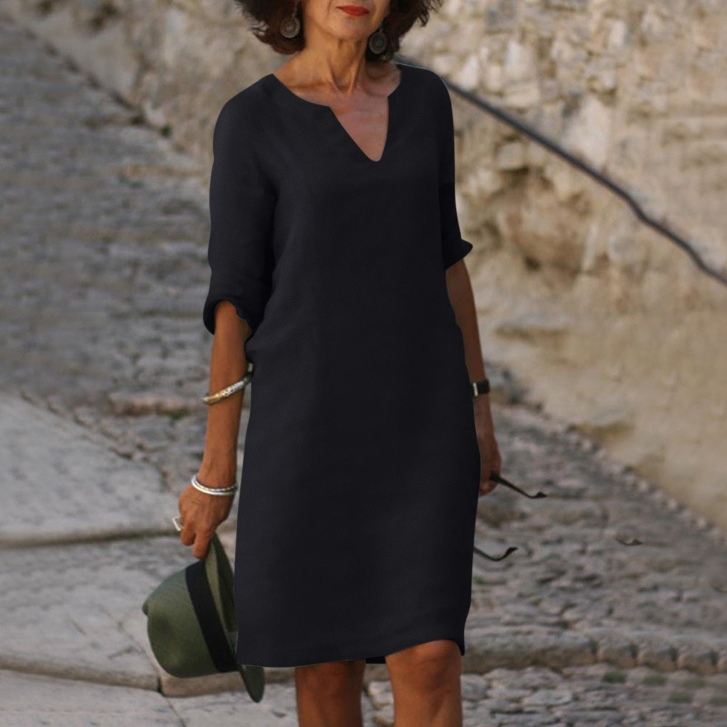CD | Rochie midi cu decolteu în V