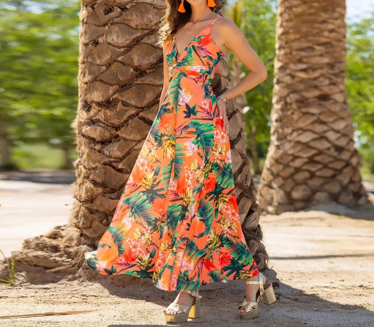 CD - Rochie maxi boho chic fără umeri
