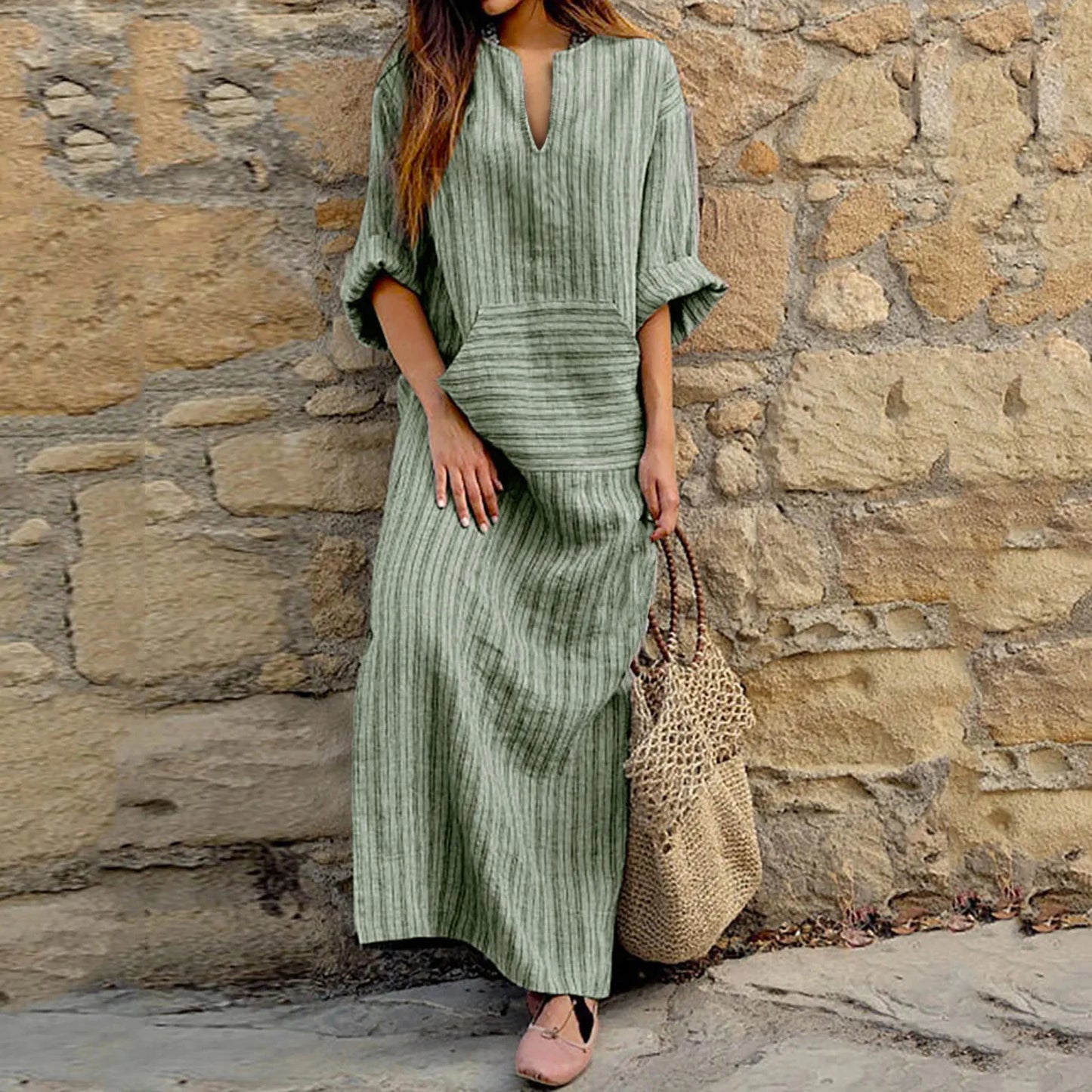 CD | Rochie maxi cu dungi