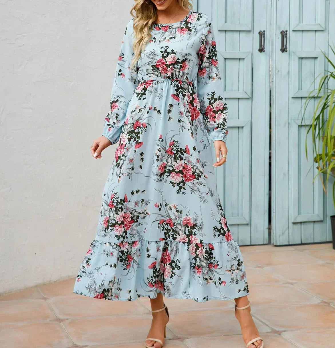 CD - Rochie florală cu talie accentuată