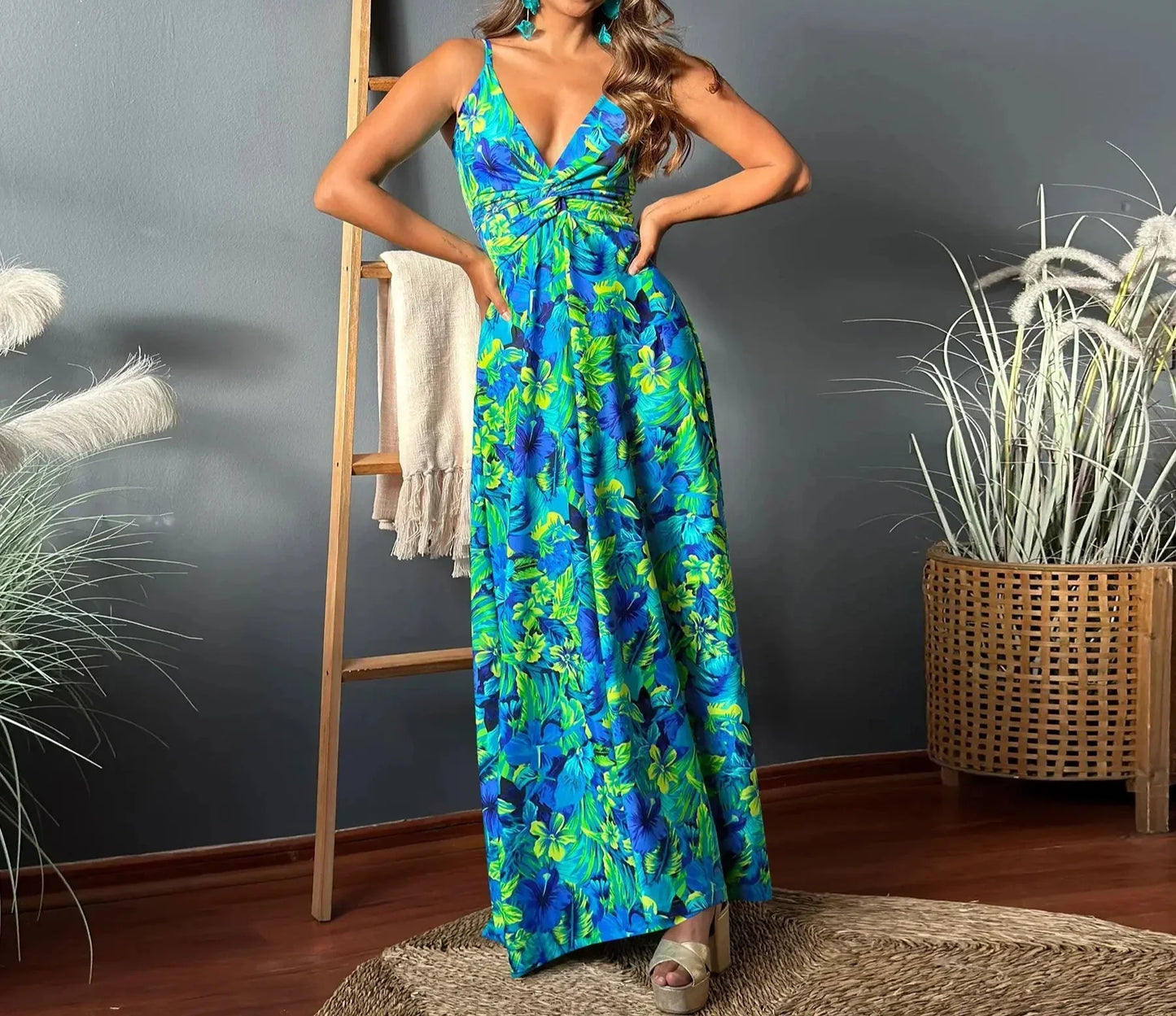 CD - Rochie maxi boho chic fără umeri