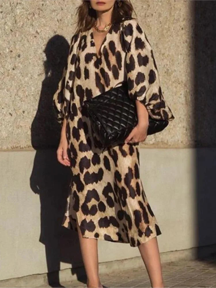 CD | Rochie midi Luxe cu imprimeu leopard