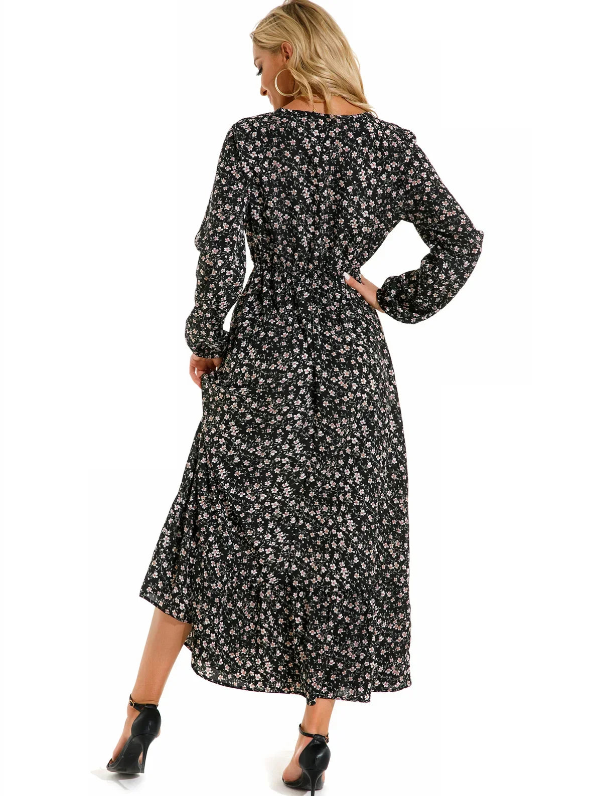 CD - Rochie florală cu decolteu rotund