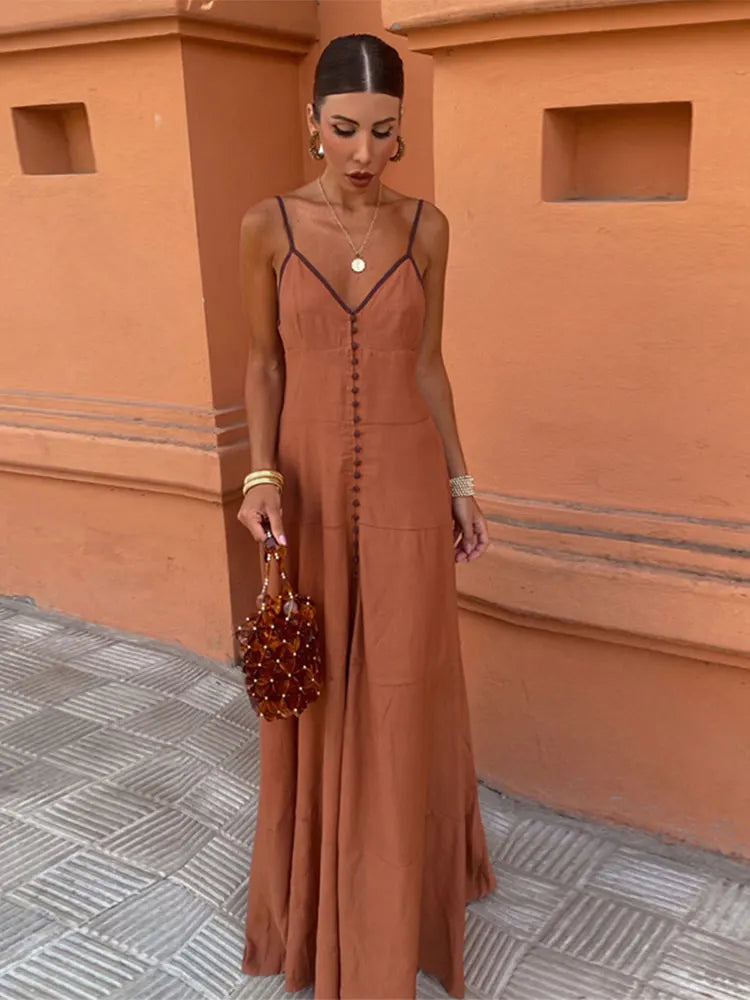 CD - Rochie lungă elegantă, slim-fit, cu bretele evazate pentru femei