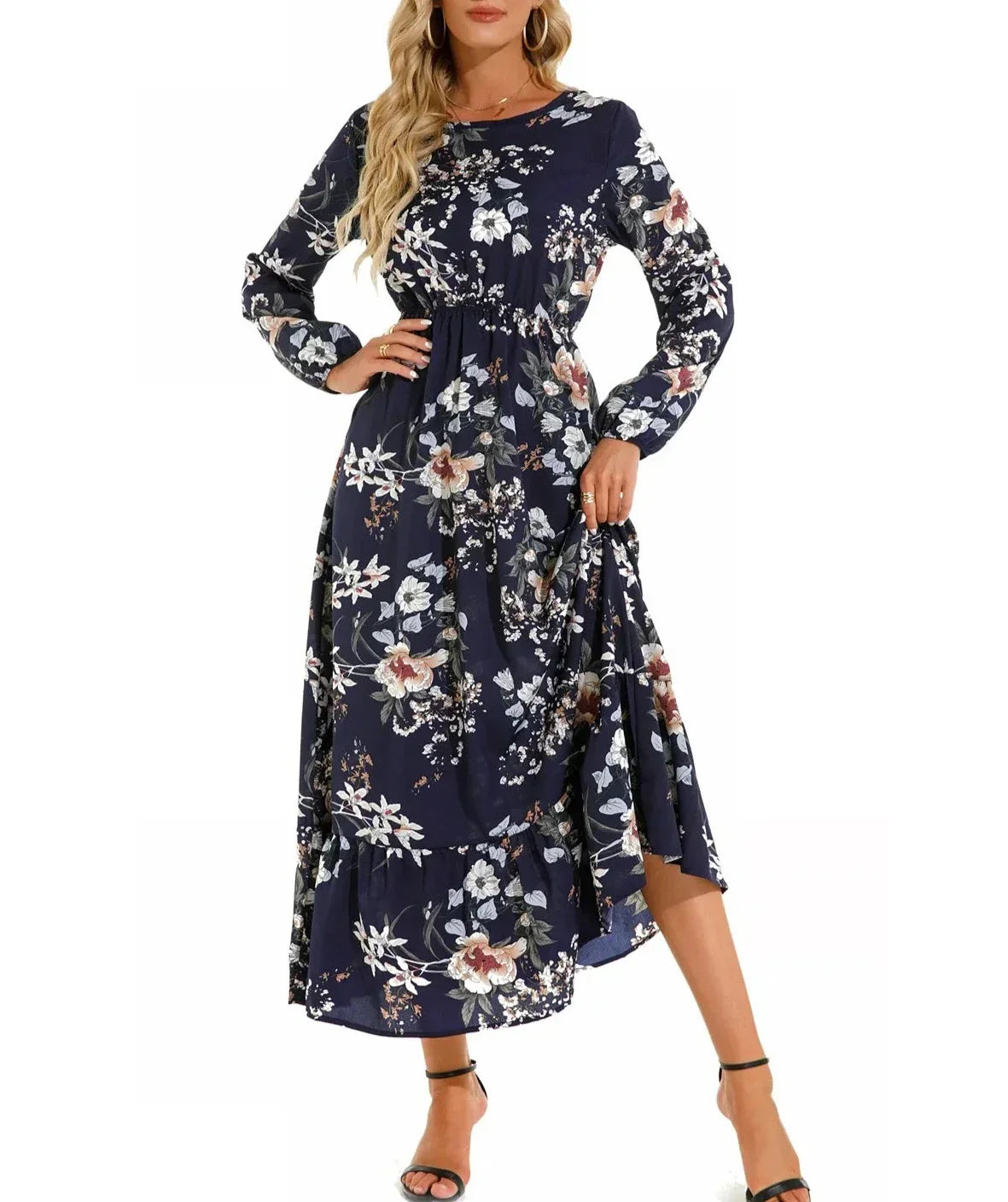 CD - Rochie florală cu o ținută elegantă în talie