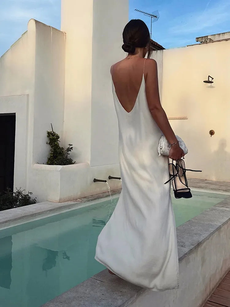 CD - Chic Sexy V-neck backless rochie lungă Chic