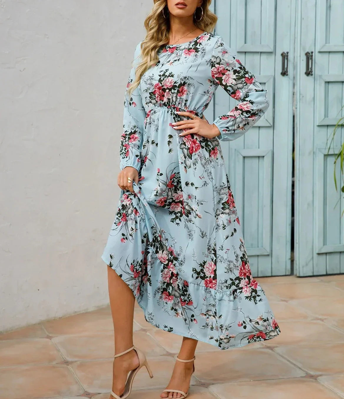CD - Rochie florală cu talie accentuată