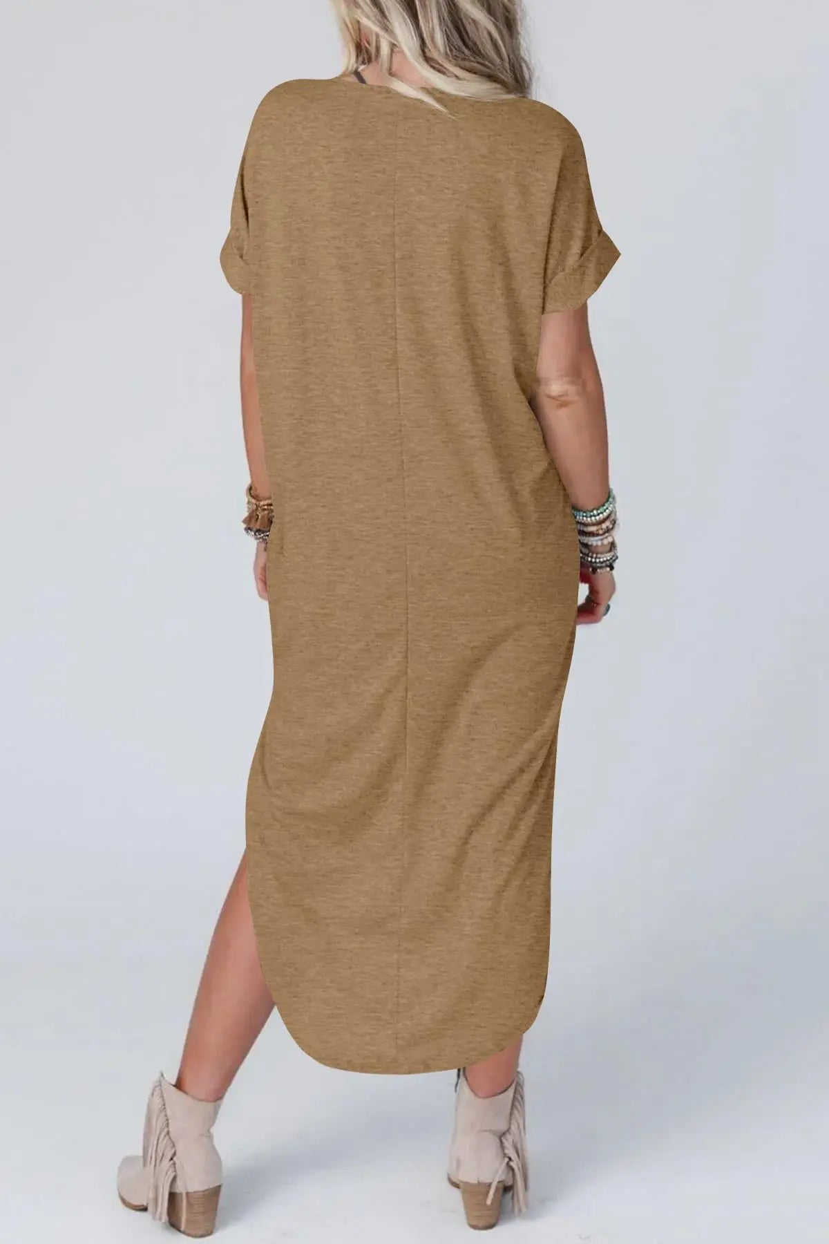CD - Rochie casual din bumbac cu decolteu în V
