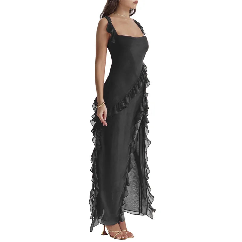 CD - Rochie lungă elegantă cu volane