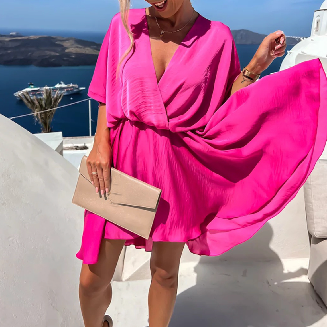 CD | Rochie mini largă cu stil de vară și design modern