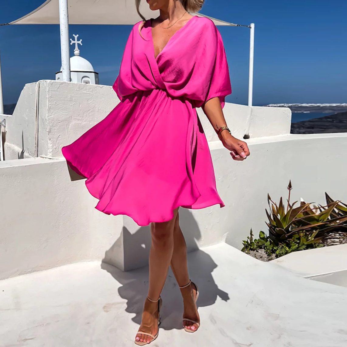 CD | Rochie mini largă cu stil de vară și design modern