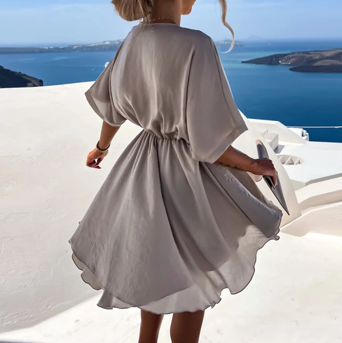 CD | Rochie mini largă cu stil de vară și design modern