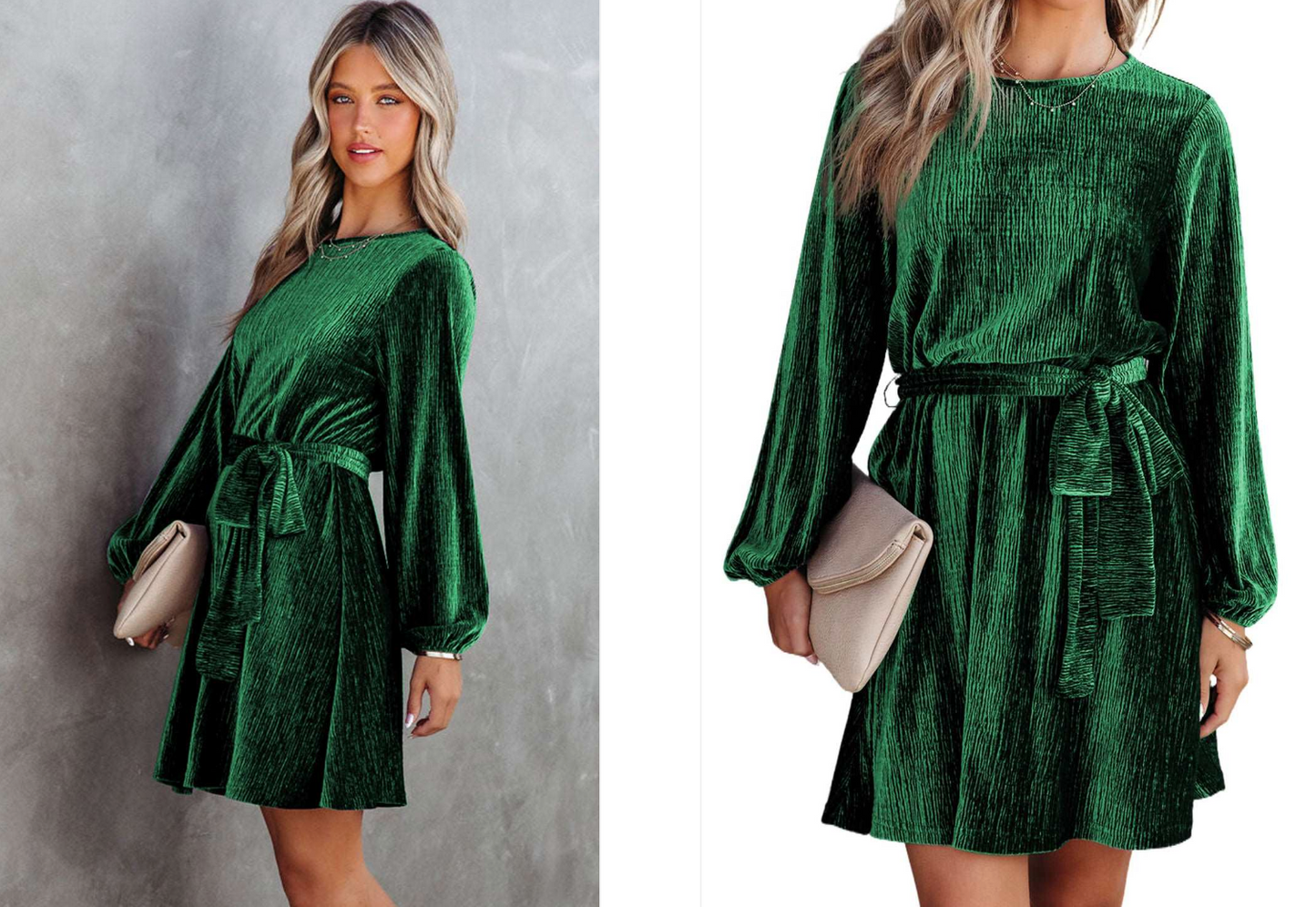 CD | Rochie mini din catifea cu mâneci lungi