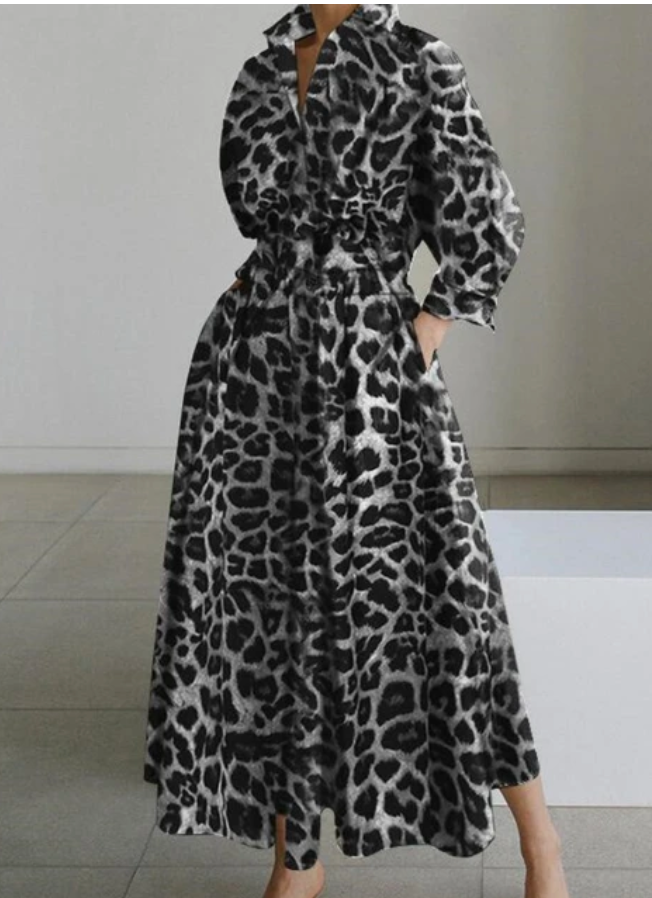 CD | Rochie lungă cu imprimeu leopard