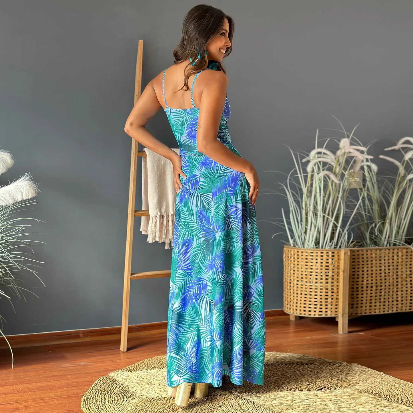 CD - Rochie maxi boho chic fără umeri