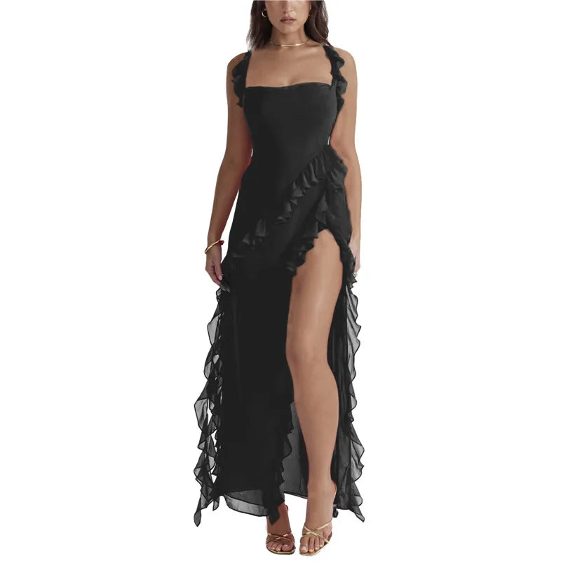 CD - Rochie lungă elegantă cu volane