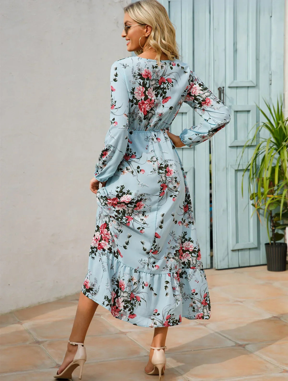 CD - Rochie florală cu talie accentuată
