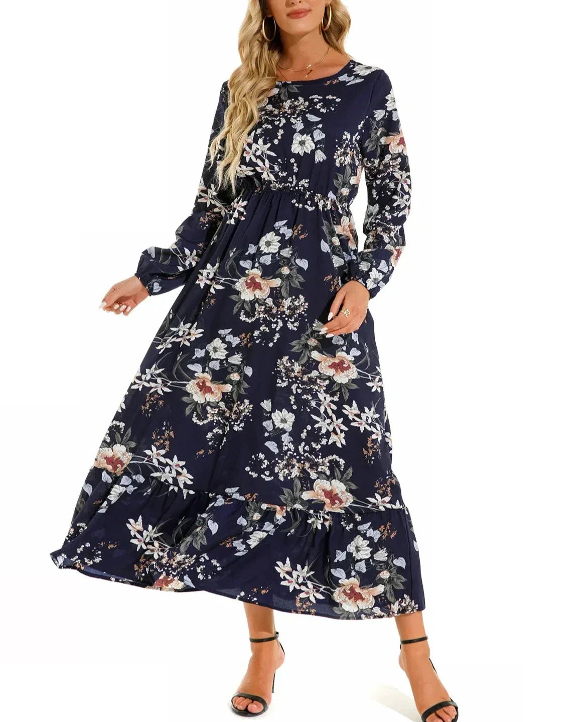CD - Rochie florală cu o ținută elegantă în talie