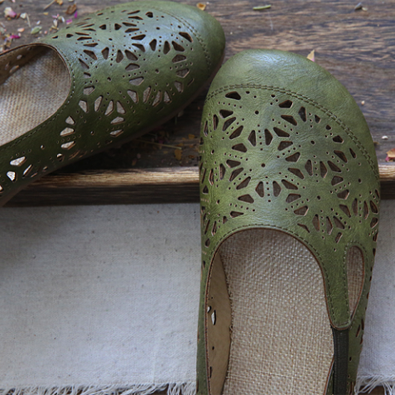 CD | Confortabile Retro Hollow rotund Toe apartamente de vară
