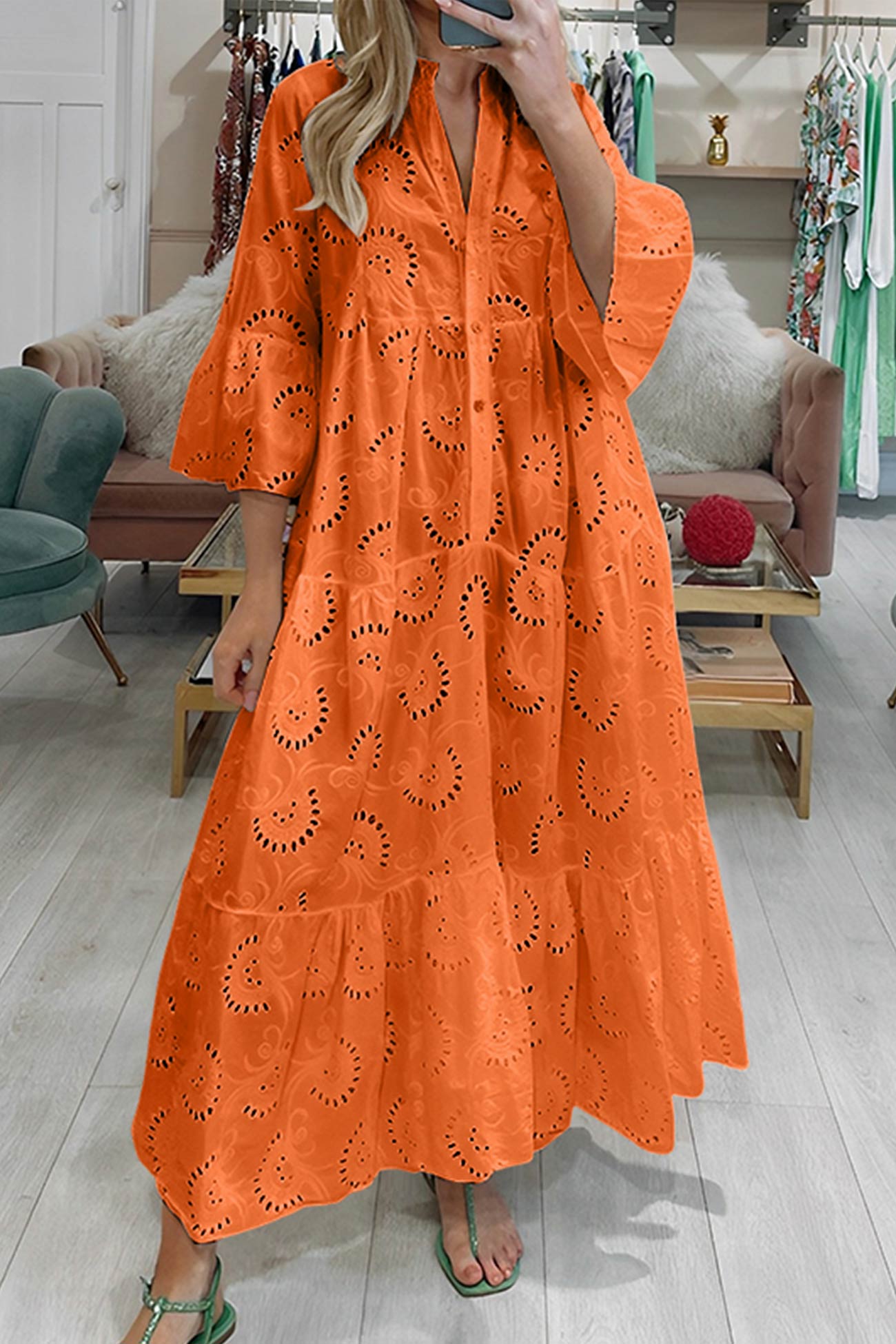 CD - Rochie evazată brodată