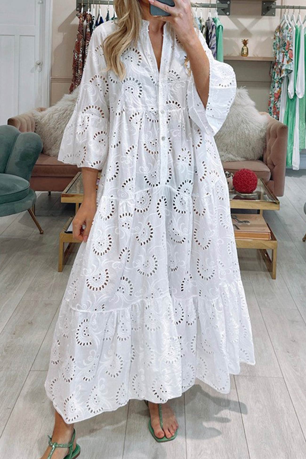 CD - Rochie evazată brodată
