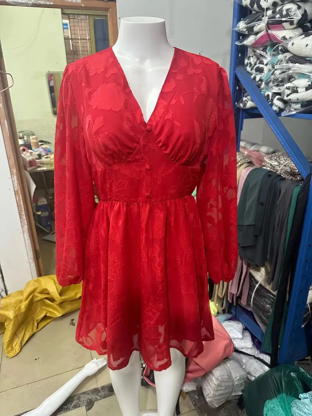 CD | 2024 Rochie mini boho sexy, verde, cu mânecă lungă, decoltată, în stil A-line