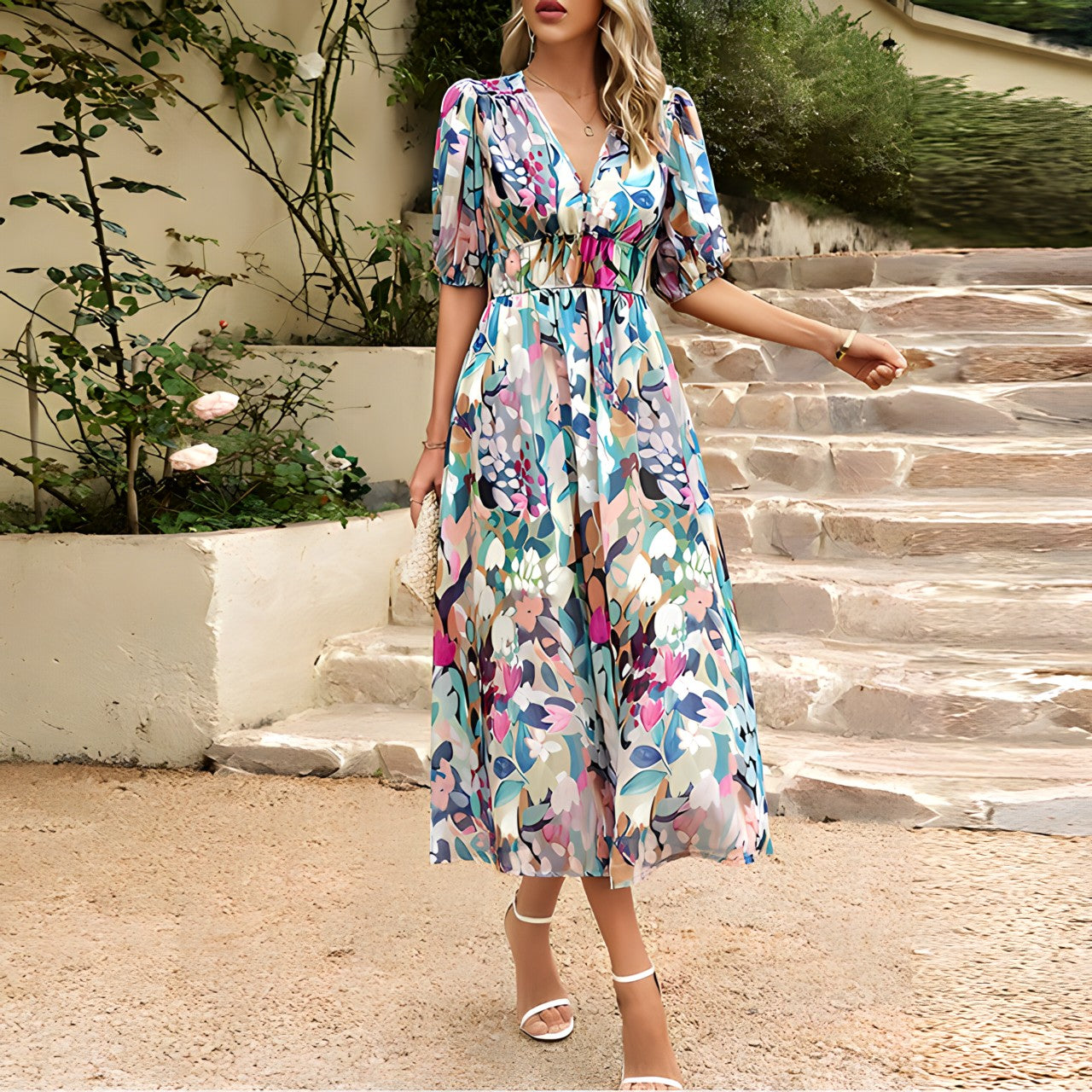 CD | Rochie midi cu decolteu în V