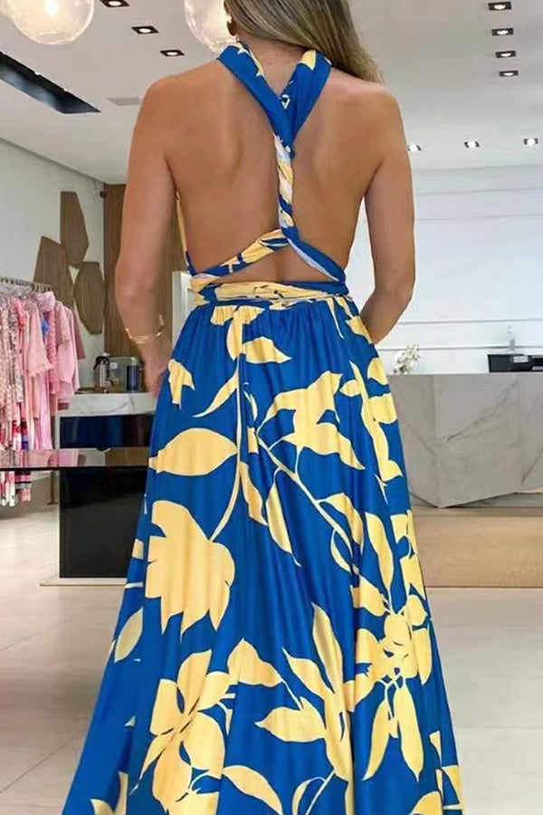CD | Sexy One Shoulder Sleeveless imprimate rochie lungă cu Split spate