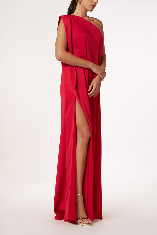 CD | Farmec atemporal un umăr A-line rochie maxi elegant