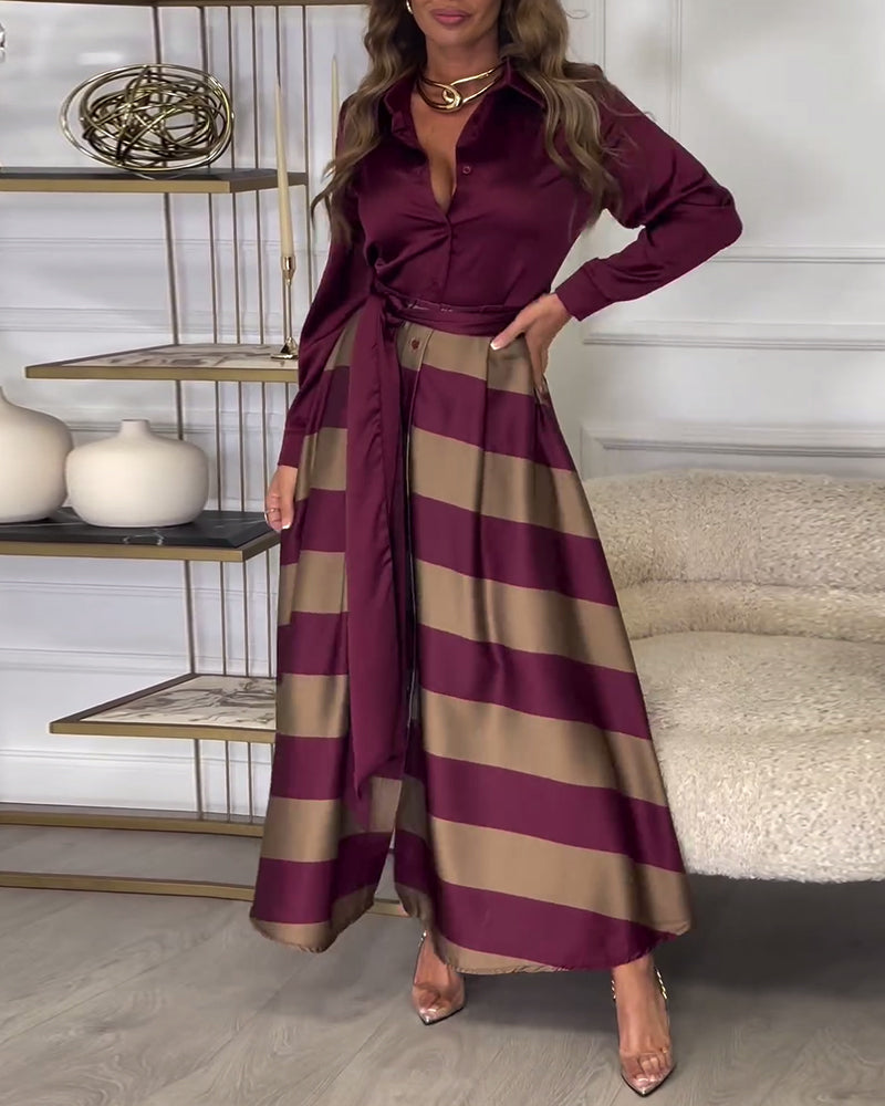 CD | Rochie maxi elegantă cu dungi