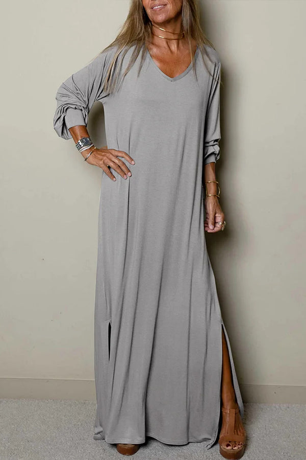 CD | Ladies Rochie maxi casual cu decolteu în V
