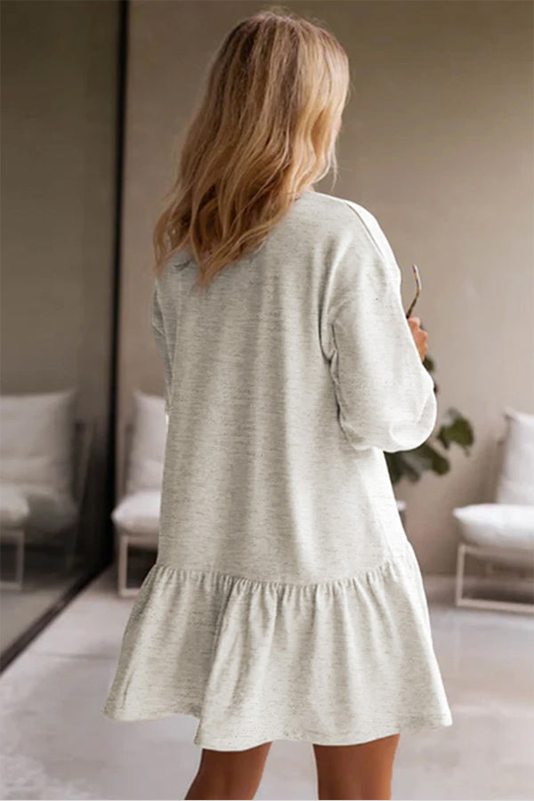 CD | Alb Unicolor Ruffle tiv mini rochie hanorac