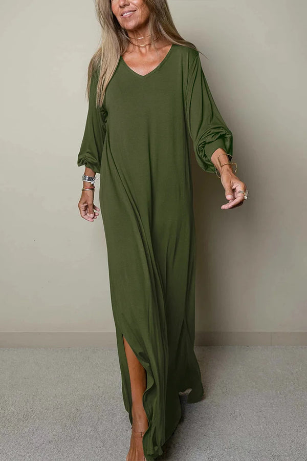 CD | Ladies Rochie maxi casual cu decolteu în V