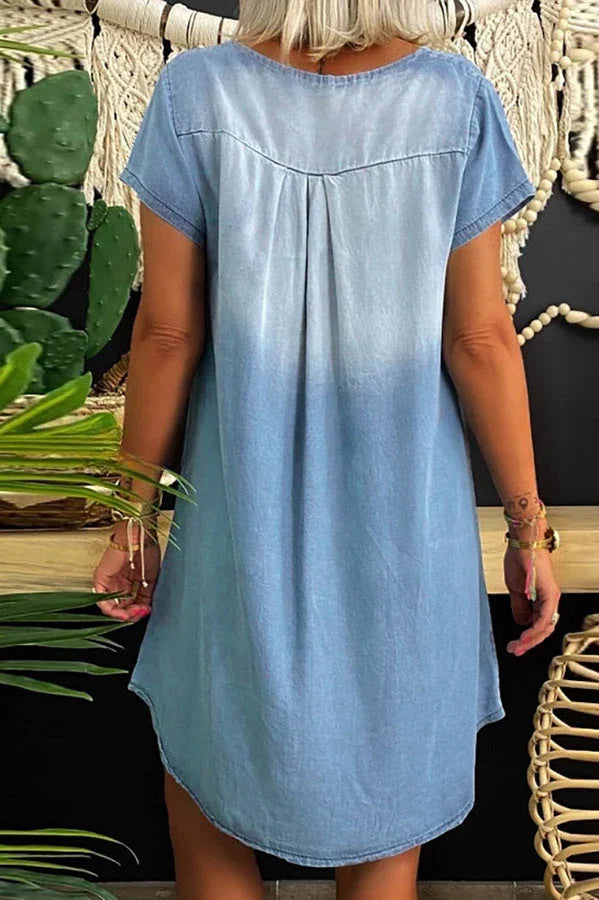 CD | Mini rochie casual din denim cu mâneci scurte