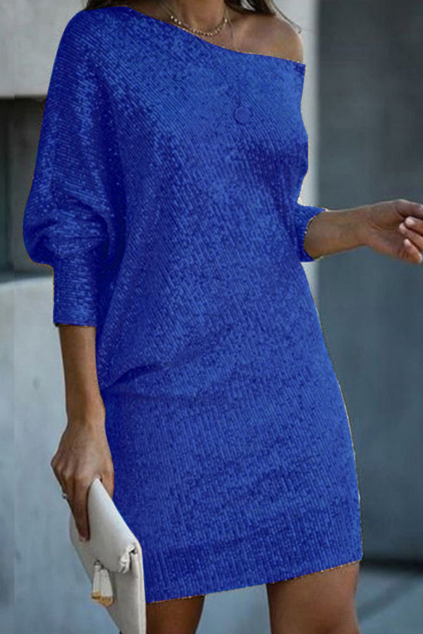CD | Solid paiete Off-shoulder vrac Mini rochie