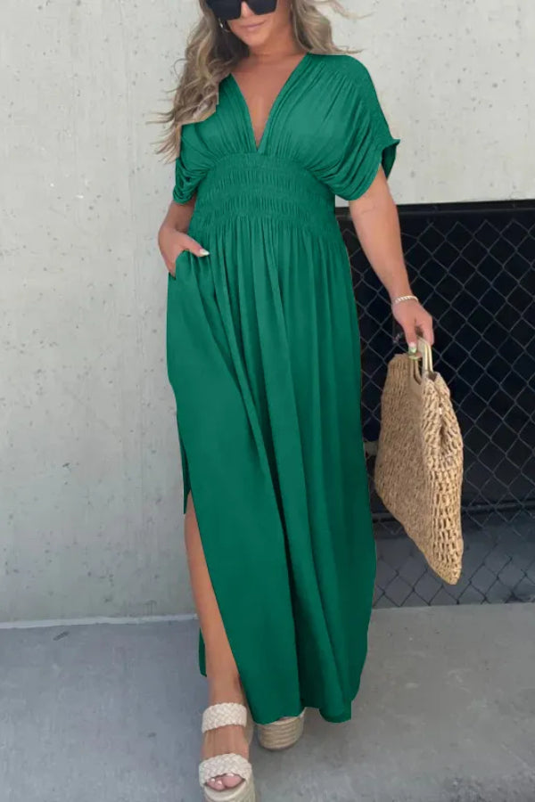 CD | SLIT V-NECK EFFORTLESS MAXI ROCHIE LUNGĂ (CUMPĂRARE 2 TRANSPORT GRATUIT)