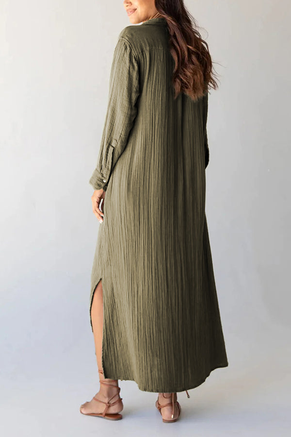 CD | Verde Rochie maxi încrețită, cu fantă laterală, largă