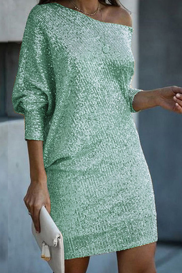 CD | Solid paiete Off-shoulder vrac Mini rochie